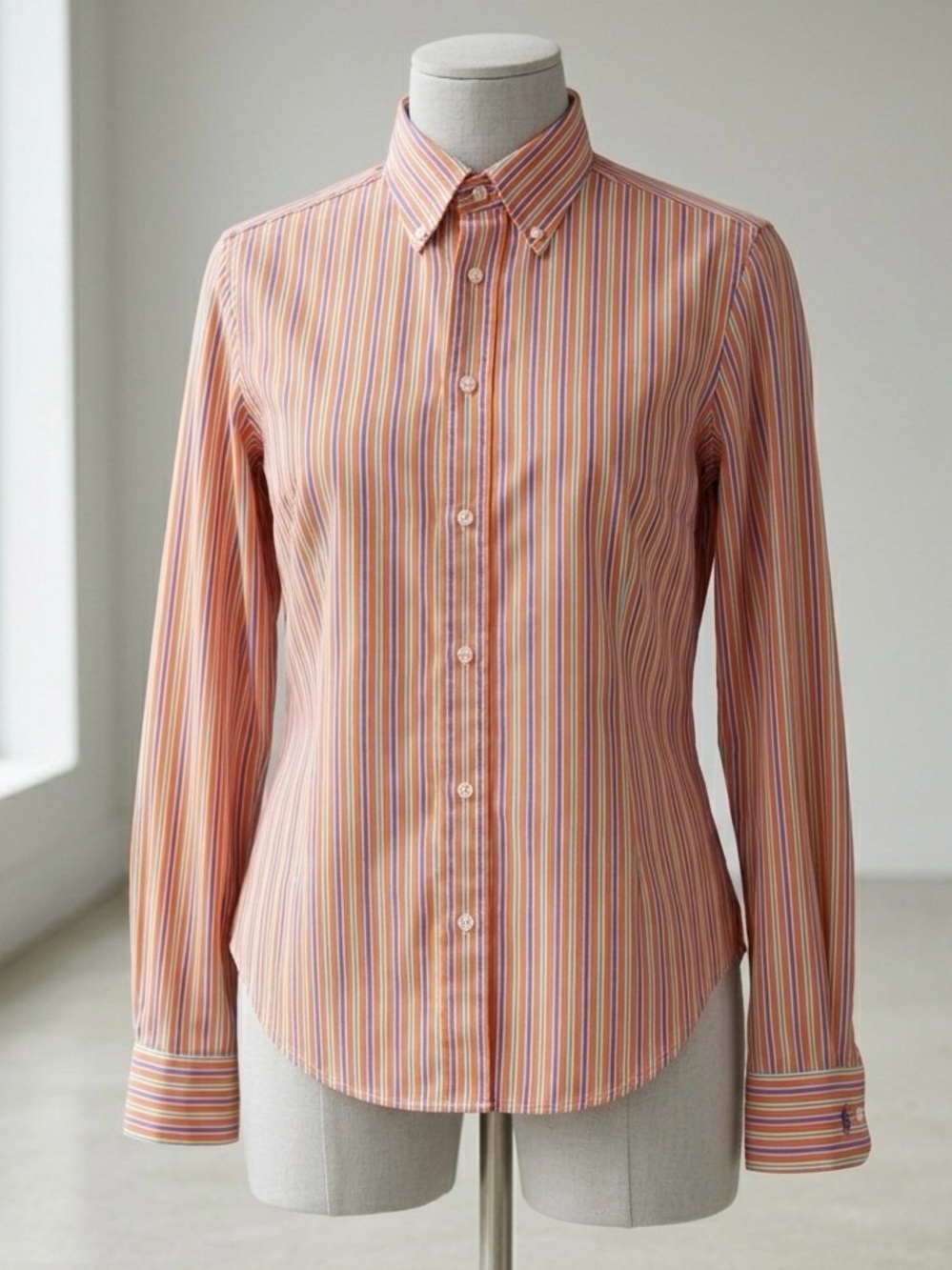 Ralph Lauren Women’s Striped Button-Down Shirt – Size 14